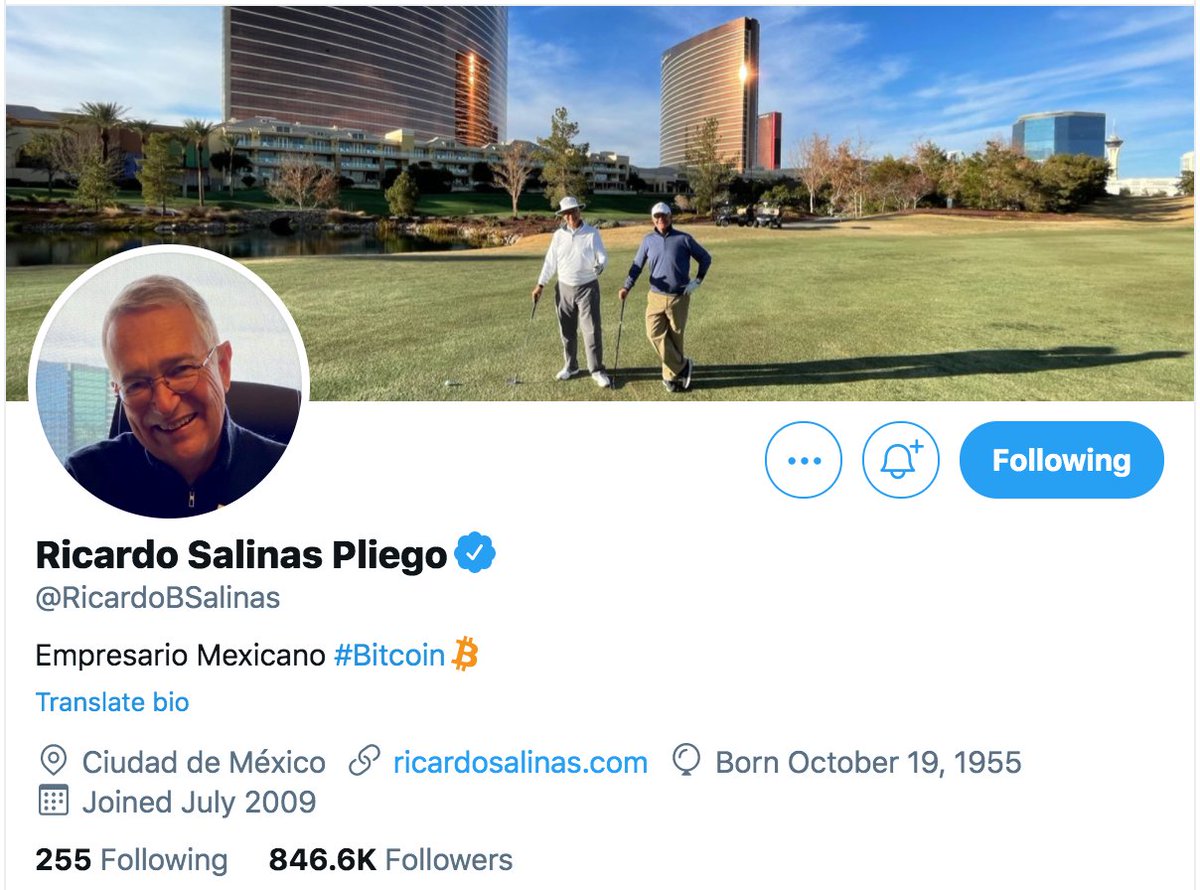 Mexico's Third-Wealthiest Individual Adds Bitcoin to His Twitter Bio Mexico's Third-Wealthiest Individual Adds Bitcoin to His Twitter Bio